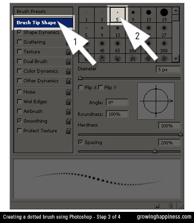 Creating a dotted line brush - step 3