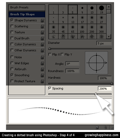 Creating a dotted line brush - step 4