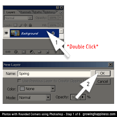 Photos with Rounded Corner Tutorial Step 1