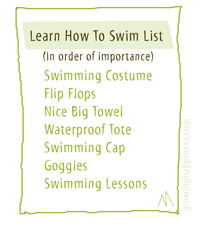 Swimming Lessons - List of Things to Do and Buy