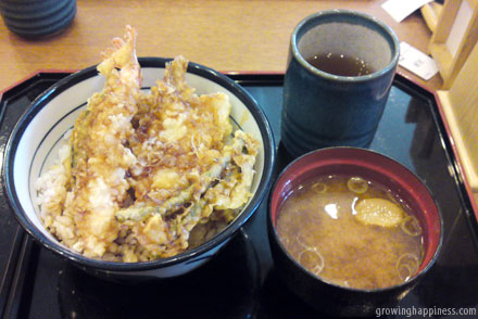 Ebi tempura don - Prawn fritters and rice meal in Tokyo, Japan